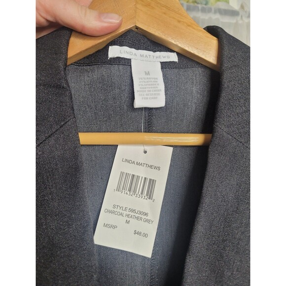 Linda Matthews Blazer Womens Medium Charcoal Heather Gray NEW - Picture 4 of 4